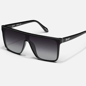 Quay Australia Nightfall Shield Polarized Sunglasses- Black Frame/Smoke Lens